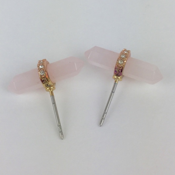 Rebecca Minkoff Jewelry - Rebecca Minkoff  Rose Quartz pave Stud Earrings